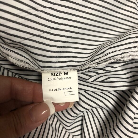 Jules & James Shirt Womens Size Medium Oversized Black White Striped Long Sleeve - Picture 6 of 9